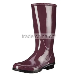 Womens Shiny PVC Wellington Boots For Rain thumbnail-3