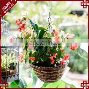 Natural Wicker Decoration Hanging Basket Garden Hanging Planters thumbnail-1