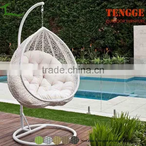 Black Hanging Egg Chair Outdoor Rattan Wicker thumbnail-2