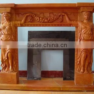Indoor Freestanding Marble Fireplace Mantel thumbnail-2