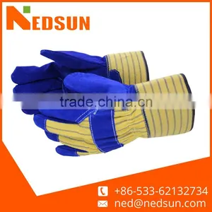 Customized Working Labour Protection Cow Split Leather Safety Gloves thumbnail-1