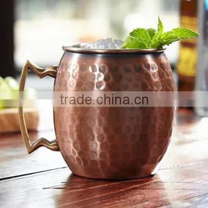 Antique Copper Mugs for Vodka, Moscow Mule Drink Copper Mugs, Hammered Copper Mugs thumbnail-3