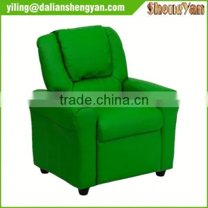 Contemporary Green Vinyl Kids Recliner With Cup Holder and Headrest thumbnail-2