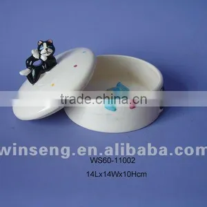 Hot Selling Cat and Fish Decorative Ceramic Cake Holder thumbnail-1