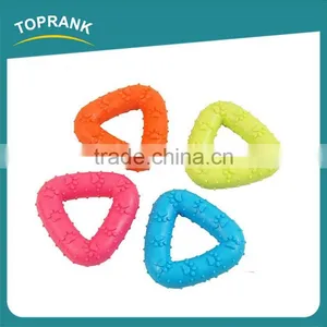 Cheap Wholesale Multi Color Paw Printed Triangle TPR Dog Chew Toys thumbnail-1
