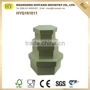 Unfinished Hexagon Handmade Wooden Gift Box Wholesale thumbnail-1