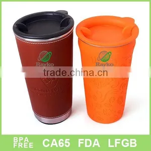 Double Wall Silicon Plastic Coffee Travel Mug450ML thumbnail-1