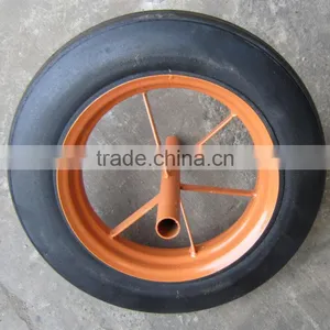 Wheel Barrow Wheel 14x4 Rubber Wheel 4.00-8 With Steel Rim thumbnail-1