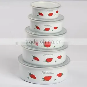 Enamel Storage Bowl Sets With PP Lid thumbnail-1