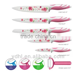 New 6pcs Eco-friendly Flower Non-stick Knife Set thumbnail-1