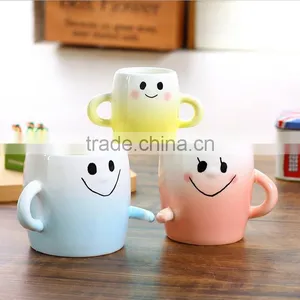 UCHOME Large Parent-child Cup Three Lovely Smiling Face Ceramic Mugs thumbnail-1