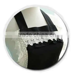 Lovely Lace Adjustable Apron Home Shop Kitchen Cooking Women Ladies Aprons With Pocket for Gift,black thumbnail-2