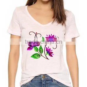 Women Embroidery Designs Custom T-shirt thumbnail-2