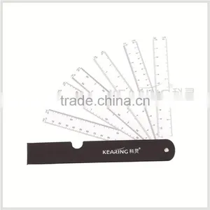 Kearing 6pcs/set Plastic Transplant Not Removable Fan Shape Scale Ruler Inside Leather Sheath For Engineering Measuring# 8500-6 thumbnail-2