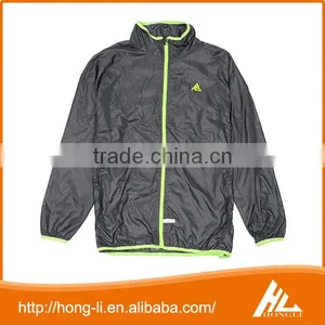 Mens's Casual Outdoor Wear Custom Printed Lightweight Waterproof Black Windbreaker Jacket thumbnail-5