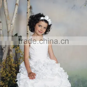 White off Shoulder v Neck Gown Bridal Girl Dresses thumbnail-1