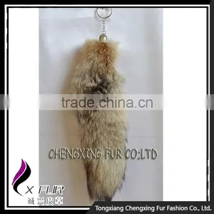 CX-R-05 Promotional Key Chain Natural Color Fancy Fox Fur Tail Key Ring thumbnail-5