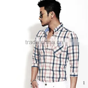 2015 New Double Collar Button Down Dress Shirts Groom Shirt Stripe Long-sleeved Stand Collar Shirt thumbnail-1