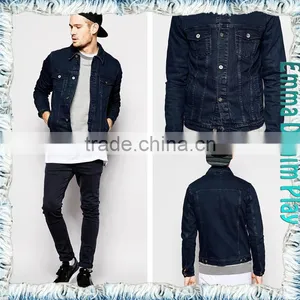 Wholesale Mens Slim Long Sleeve Blue Denim Chic Jackets With Silver Button thumbnail-1