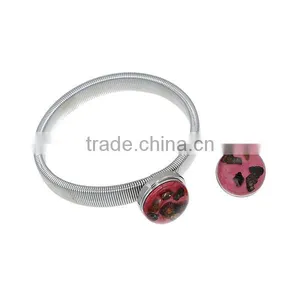 Iron Based Alloy Snap Button Elastic Bangles Bracelets Fit 18mm/20mm Snap Buttons Silver Tone Round thumbnail-2