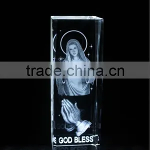 Cheap 3D Laser Engraving Crystal Block With Religion Wholesale thumbnail-1
