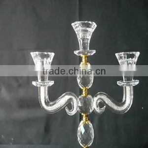 Wedding Decorative Candelabra,Crystal With Golden Metal Candle Holder thumbnail-2