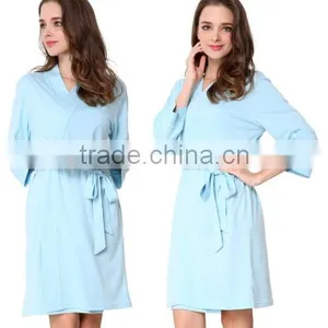 Cheap Short Blue Modal Kimono Bathrobe thumbnail-2