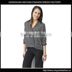 Womens Long Sleeve Chiffon Floral Printed Blouses Top Quality Ladies Latest Blouse Design Pictures thumbnail-1