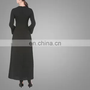 Beautiful Black Flare Sleeves Long Dress Muslim Women Wearing Design thumbnail-2