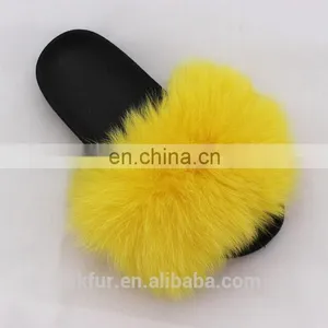 High Quality Fluffy and Soft Real Fox Fur Slides for Girls and Women thumbnail-2