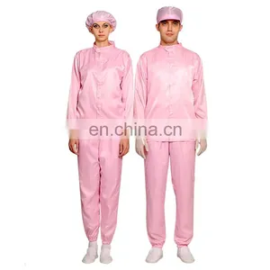 Pink ESD Cleanroom Pharmaceutical Coveralls thumbnail-1