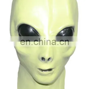 High Quality Attractive Party Green Halloween Latex Noctilucent Alien Mask thumbnail-1
