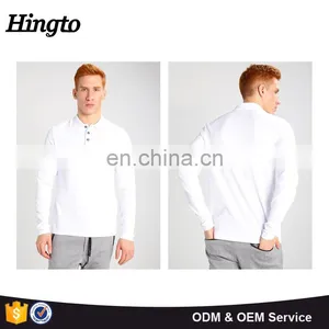 Men White Long Sleeve Polo t Shirts Plain thumbnail-1