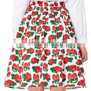 19 Colors ! Grace Karin Colorful Cheap Occident Short Retro Vintage Cotton 50s Drawberry Print Skirt CL6294-17# thumbnail-4