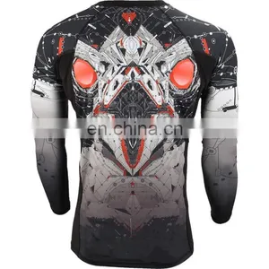 Wholesale Custom Print Long Sleeve Mma Rash Guards for Men thumbnail-2