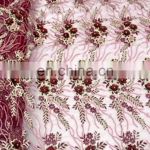 Textile China Supplier Fabric Wedding African Embroidery Lace Fabric Handwork French Lace Fabric thumbnail-3