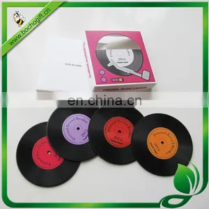 Record Coaster With Printed Logo, Custom Vinyl Style Mat, Vinyl Non-slip Mat thumbnail-1