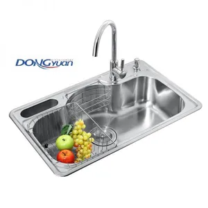 Guangdong Dongyuan Kitchenware 820×510×215mm POSCO SUS304 Stainless Steel Single Bowl Topmount Drawn Kitchen Sink (DY-515) thumbnail-1
