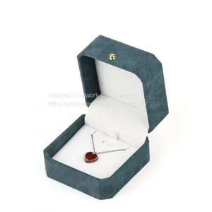 Wholesale Custom Logo Romantic Velvet Dark Green Jewellery Boxes With Logo Luxury thumbnail-2