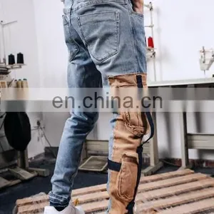 DiZNEW Oem Service High Street Fashion Scratch Denim Mens Cargo Jeans thumbnail-4