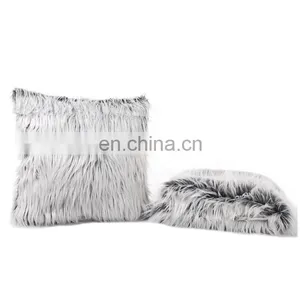 High Quality Grey Peacocks Feather Imitation Faux Fur Throw Pillows Breathable Soft Real Peacock Fur Pillows thumbnail-3