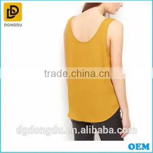 New Fashion Mustard Scoop Neck Vest Tops for Ladies thumbnail-1