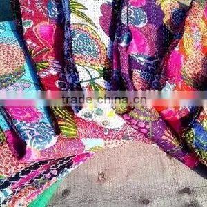 Tropicana Kantha Quilts Handstiched Kantha Work Bed Cover Throw Ralli Indian Wholesale Handmade thumbnail-2