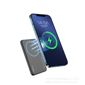 Innisfox Portable Credit Card Qi Pd 18w 15w Powerbank 5000mAh Magnetic Wireless Power Bank 18w for IPhone 12 thumbnail-1