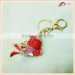 Top Quality Gold Colorful Crystal Fish Keychain thumbnail-1