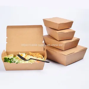 Kraft Salad Takeaway Box Wholesale Custom Printed Food Grade Restaurant To Go Box thumbnail-4