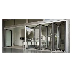 Double Glazing Lowes Bi Fold Door / Accordion Aluminum Glass Patio Exterior Bifold Door thumbnail-1