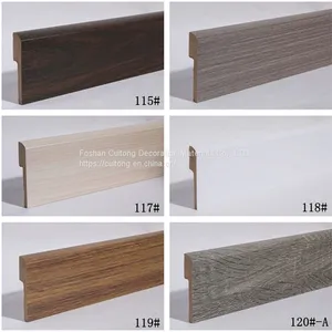 MDF Floor Line Foshan Factory Wholesale Wood Grain Baseboard Paint-free Covered Floor Line 9cm Composite Wooden Corner Line thumbnail-1