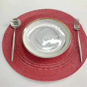 Wholesale 38 cm Gold Colored Round Woven Table Place Mat For Wedding Table Decoration thumbnail-5