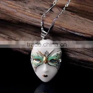 Phantom of the Opera Enamel Famille Rose Porcelain Glazed Pendant Necklace thumbnail-2